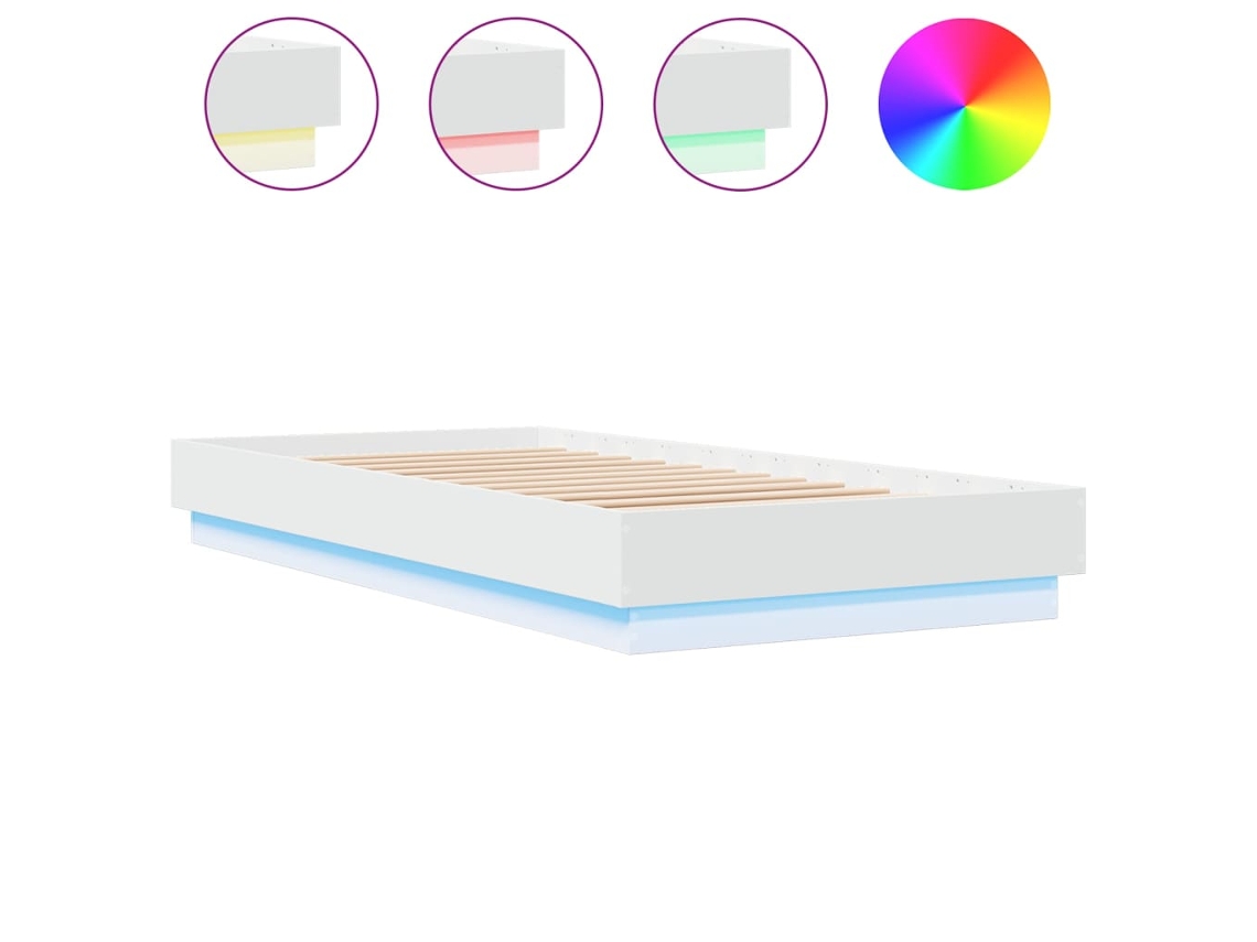 Estrutura de Cama com Luzes Led 100x200 Cm Branco MAISON EXCLUSIVE