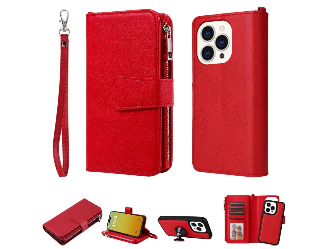 Capa Para Iphone 15 Pro Pele Sintética Vermelho