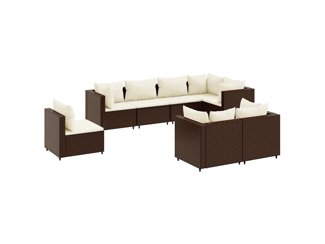 Maison Exclusive - 8 Pcs Conjunto Lounge De Jardim C/ Almofadões Vime Pe Castanho