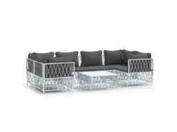 Maison Exclusive - 7 Pcs Conjunto Lounge De Jardim Com Almofadões Aço Branco