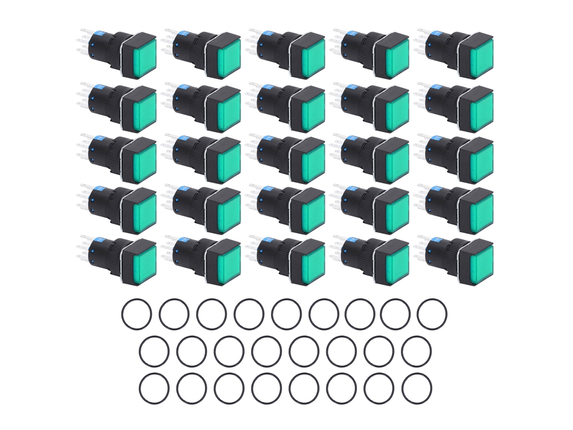 Interruptor De Botão Push 25pcs 8 Pinos Com Luz De Trava Automática 16mm Para Caixa De Distribuição
