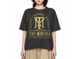 Rockinstone Scarface Movie Gold Text Solid Smoke Adult T-shirt Size:s