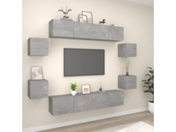Vidaxl Conjunto Móveis De Tv 8 Pcs Madeira Processada Cinzento Cimento