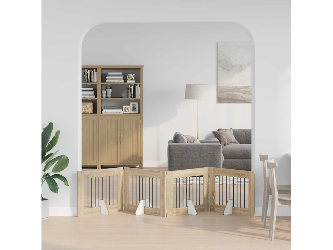 Vidaxl Portão Dobrável Com Suportes 4 Pcs Carvalho Sonoma