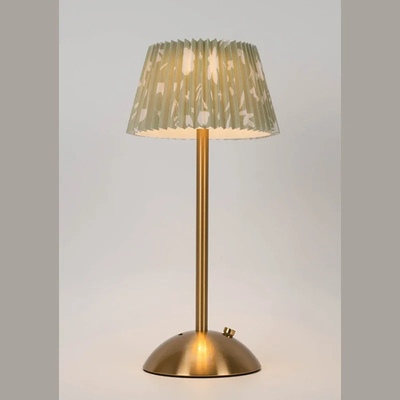 Luminária de Mesa Led Portátil Recarregável com Controle por Toque, Cúpula de Tecido, Luz Ambiente para Sala de Estar MDUG (verde)