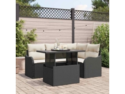 Vidaxl Conjunto De Sofá De Jardim 5 Unid. Preto