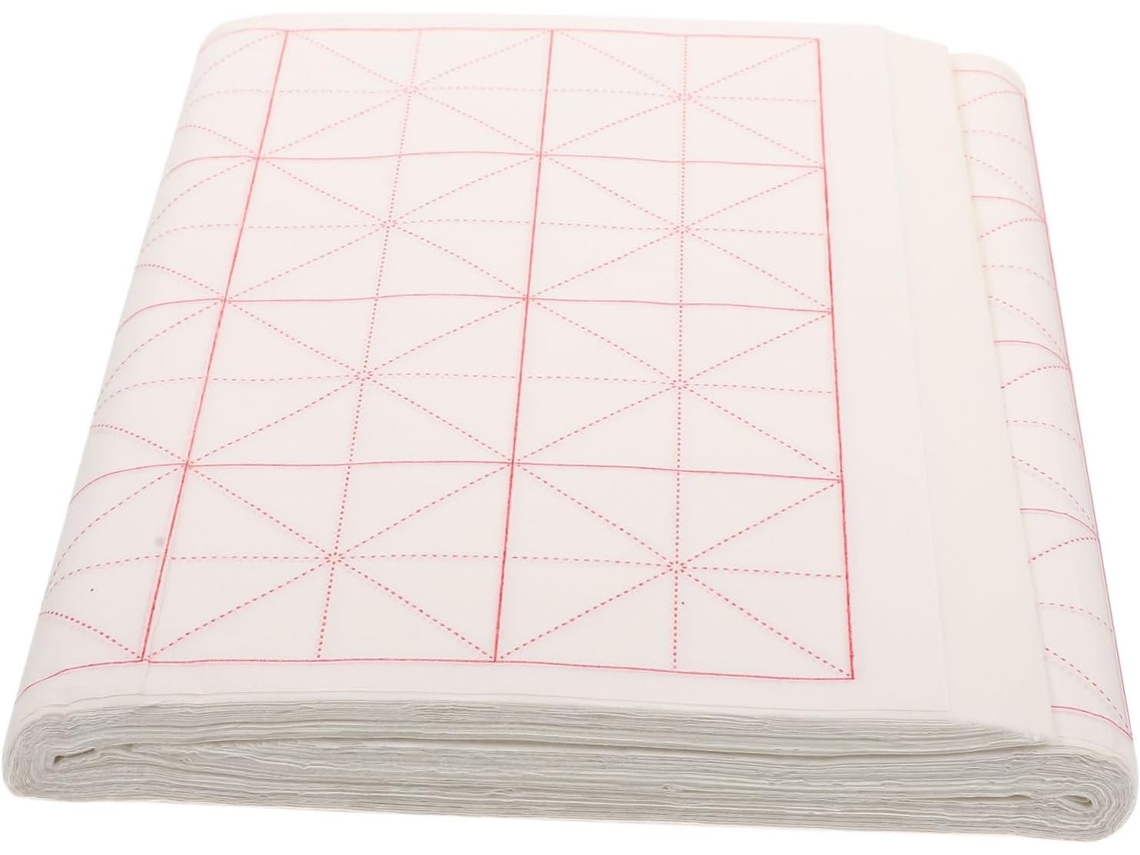 Papel Para Caligrafia Xuan Grid 7,5 X 32 Cm, 100 Folhas, Semiacabado.