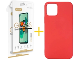 Kit Capa e Película Vidro 2X  iPhone 12 Pro Max Accetel Silicone Vermelho