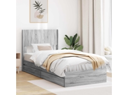 Vidaxl Estrutura De Cama Com Armazenamento E Cabeceira Sonoma Cinzento