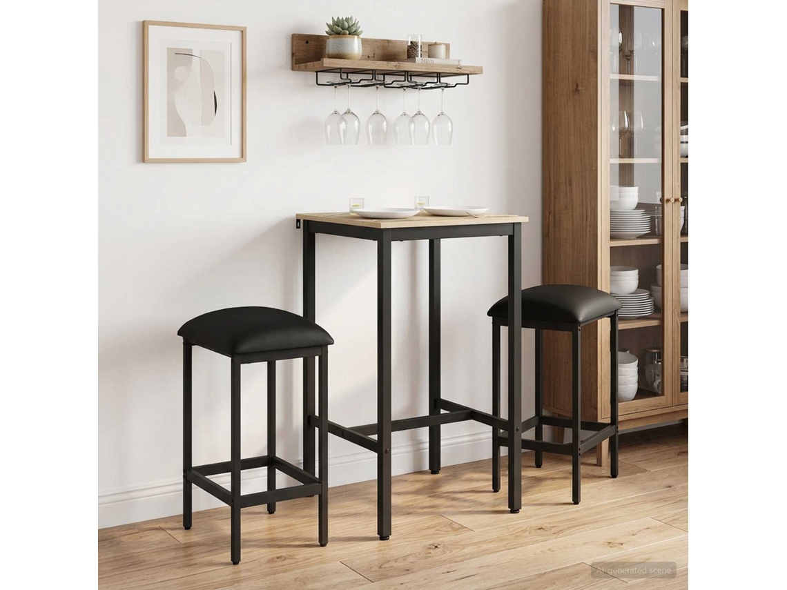 Vidaxl Banco De Bar 2 Unid. Preto 40 X 32 X 64 Cm Derivados De Madeira