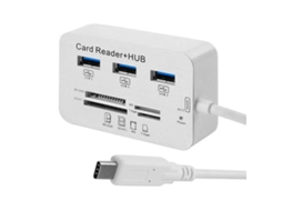 Hub Usb 3.1 Usb c com 3 Portas + Leitor de Cartões Ms Duo/sd /m2/t flash com Indicação Led (prateado) AQUAFORGE (hc)