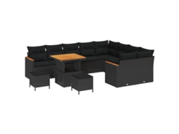 Conjunto 12 Conjunto De Sofá De Jardim Vidaxl Preto Vime Pe (289 X 234 X 85 Cm)