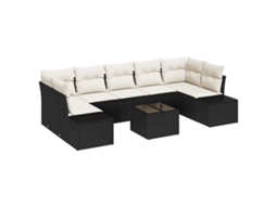 Conjunto 8 Conjunto De Sofá De Jardim Vidaxl Preto Vime Pe (239 X 62 X 69 Cm)