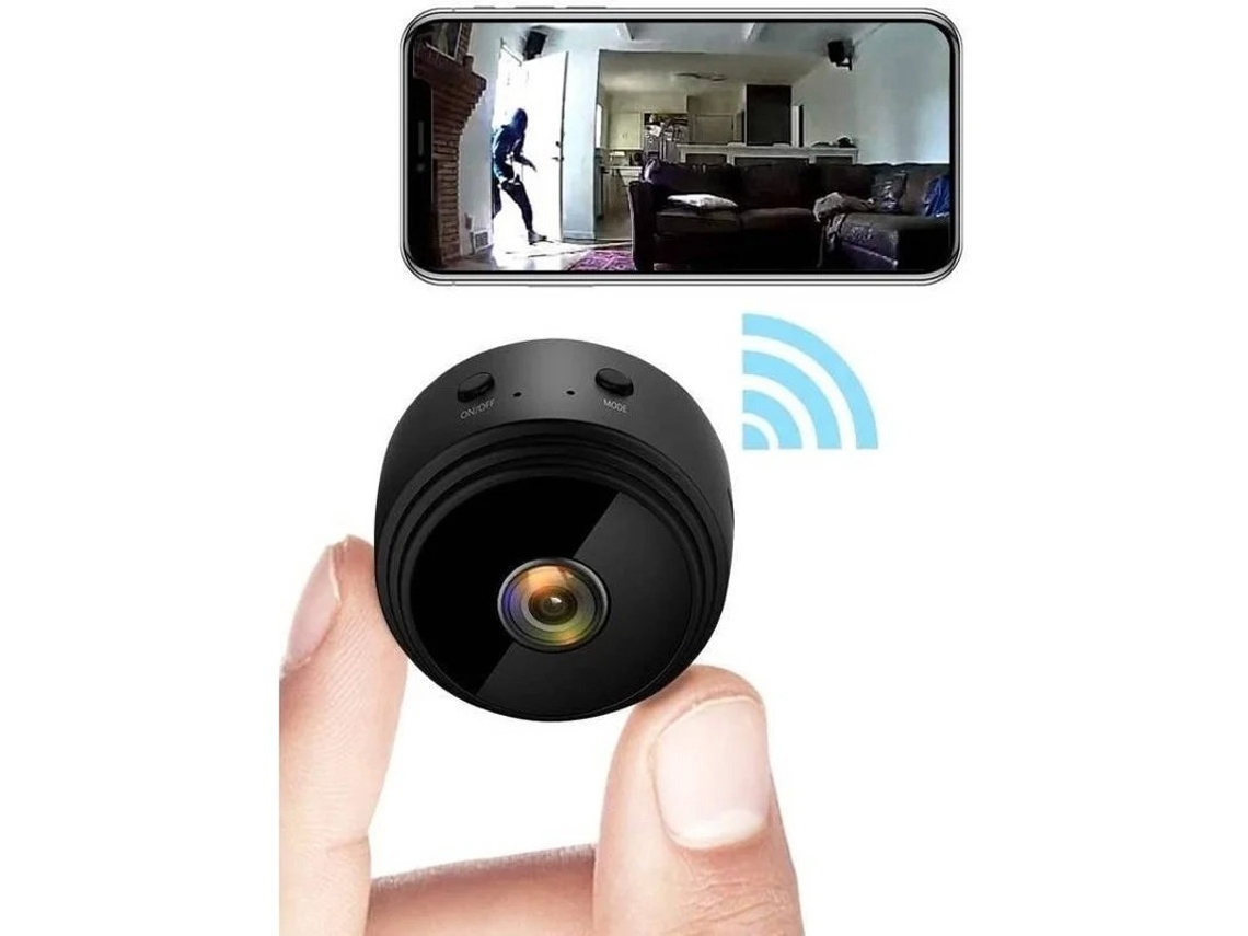 Mini câmera espiã WiFi HD 1080P com visão noturna e detecção de movimento, monitor de bebê, segurança residencial, preta, Bestvite
