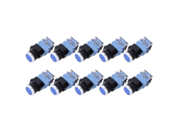 Interruptor De Botão De Cabeça Plana Auto-reposição Bem38-11d 10 Pçs 22mm Luz Azul 1 On 1 Off