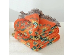 Manta De Linho 100% Algodão Floral Estilo Japonês Antipilling Portátil Para Picnic Viagem Casa Hotel Laranja