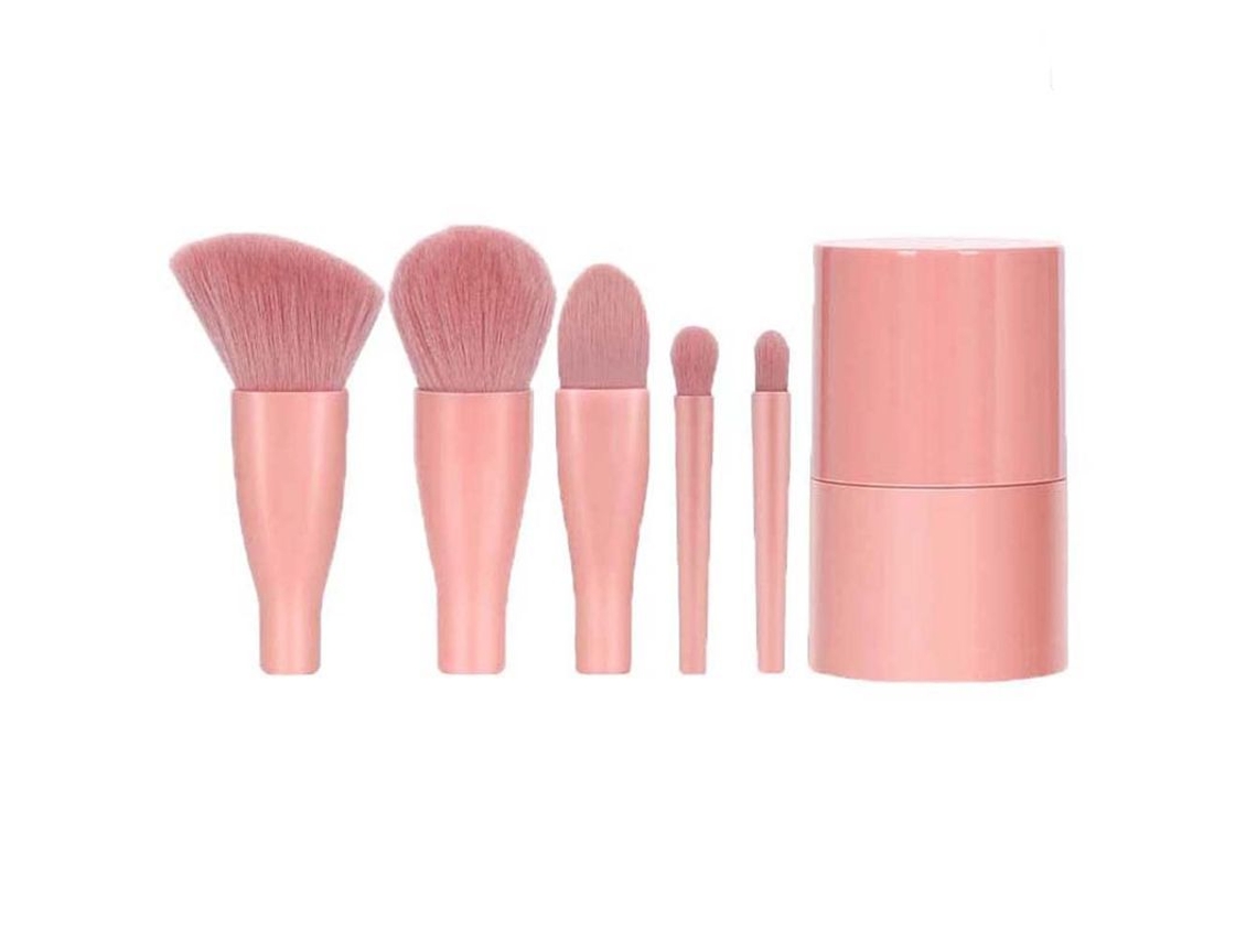 Kit de Pincéis de Maquilagem para Viagem Fácil de Usar, 5 Pincéis Mini com Suporte