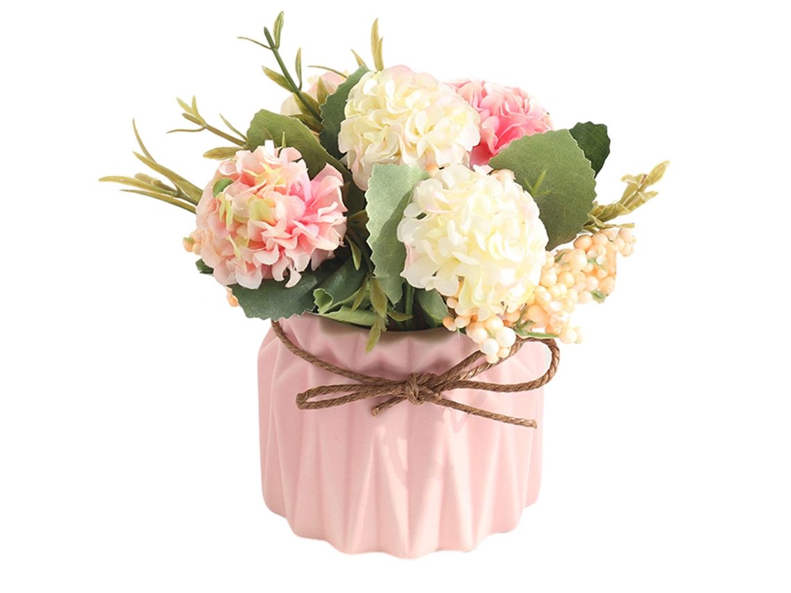 Flores Artificiais em Vasos Pequenos de Cerâmica para Decoração de Casa e Escritório NEVEANCE