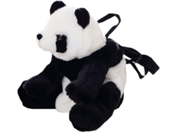 Mochila Pelúcia Panda Grande Capacidade, Bolsa Confortável Com Organizador, Adorável De Animal Em Preto
