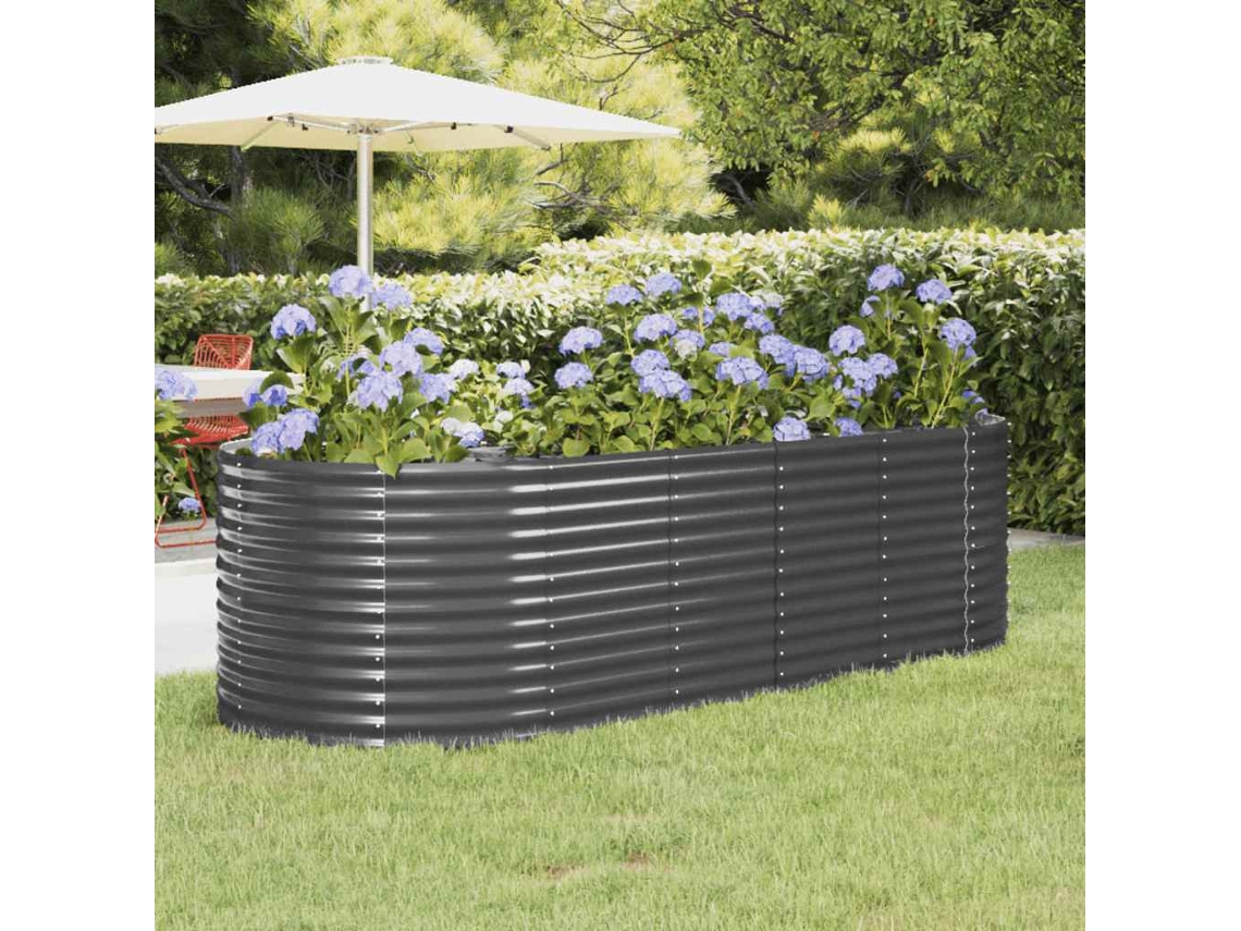 Vidaxl Canteiro Elevado Jardim 249x100x68 Aço Galvanizado Antracite