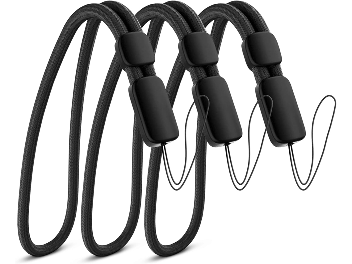 Alça De Pulso Ajustável Com Cordão (pacote Com 3, Preta) – Alça Segura Compatível Com Chaves, Gopro, Celular, Câmera E Consoles De Jogos.