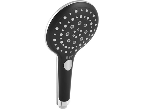 Chuveiro Pecorino, 3 jatos, preto, cromado Cornat