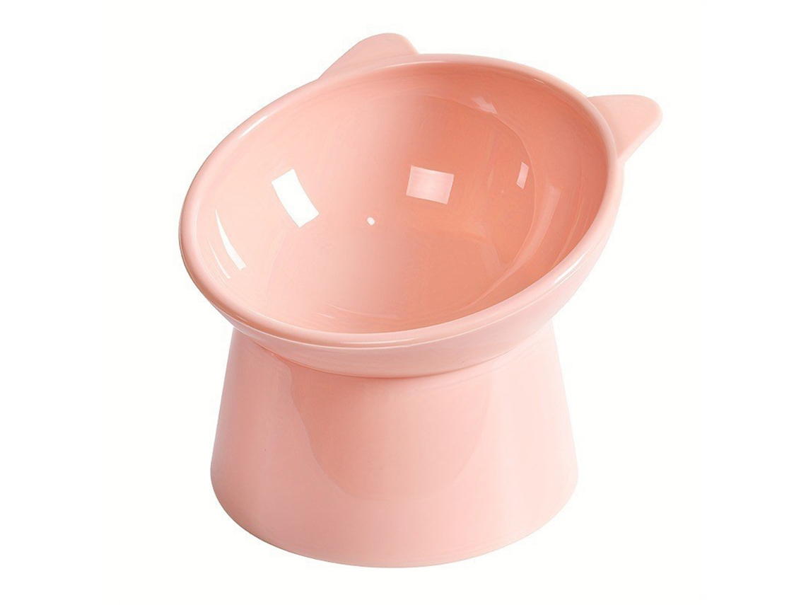 Tigela Ergonômica para Gatos com Design Inclinado Que Evita Derramamentos de Ração, Ideal para Gatinhos de Interior, Rosa AQUAFORGE