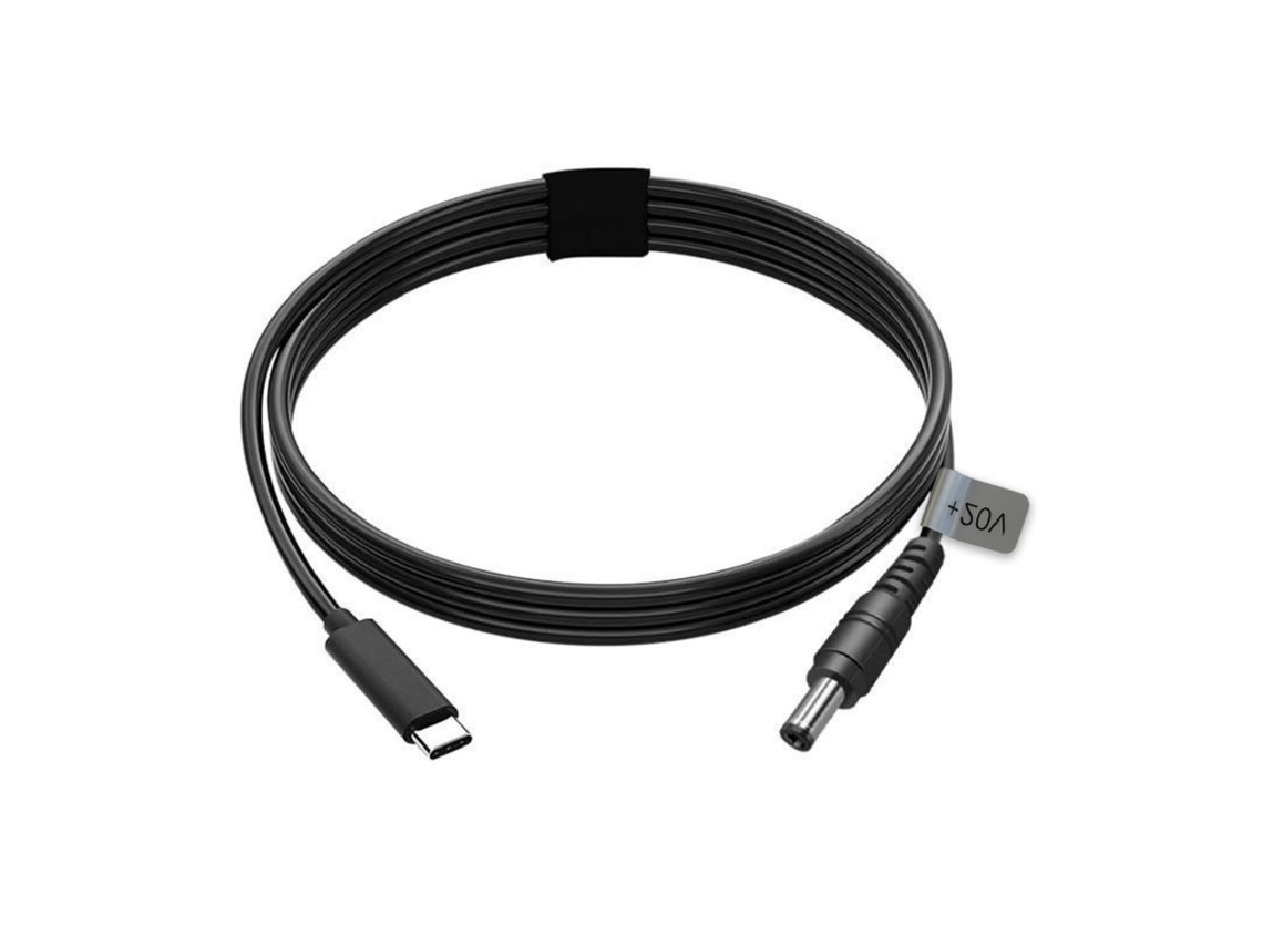 Cabo de Carregamento USB-C para DC 5.5x2.1mm 10m 20v 5a 100w PD