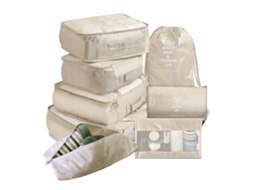 Organizador Cubos Embalagem Mala NEVEANCE Bege (34x24x3cm)