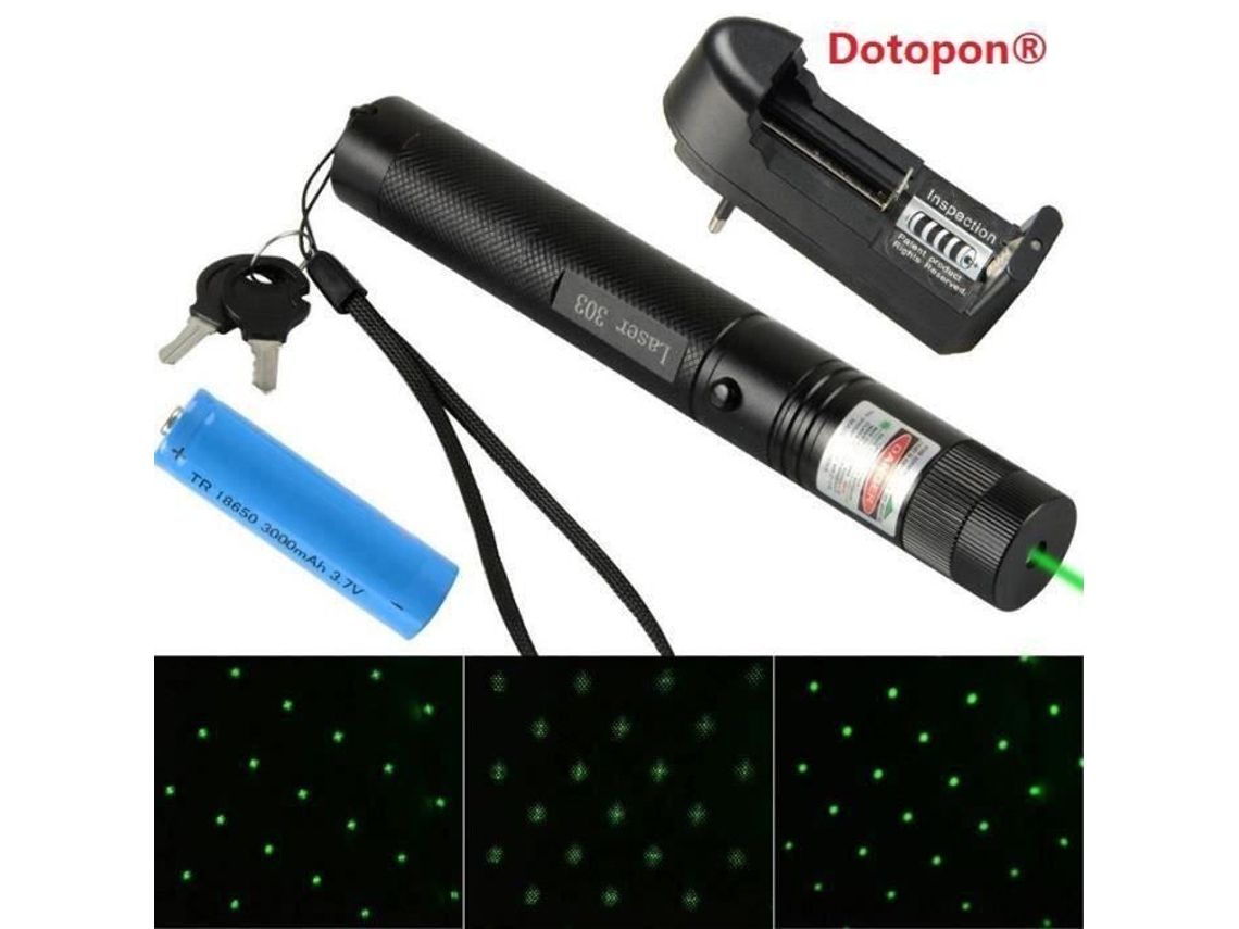 TH Dotopon® Laser Pointers 303 Green Laser Pointer Pen 532nm Foco ajustável com carregador Bateria S/MARCA