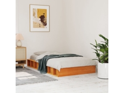 Vidaxl Cama Sem Colchão 100x200 Cm Pinho Maciço Castanho-mel