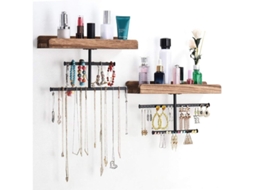 Organizador De Joyas De Pared Montado En Pared Con Madera Rústica Para Collares, Pulseras, Aretes Y Anillos 2025