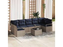 Vidaxl Conjunto De Sofás 8 Pcs Cinzeto Vime Pe