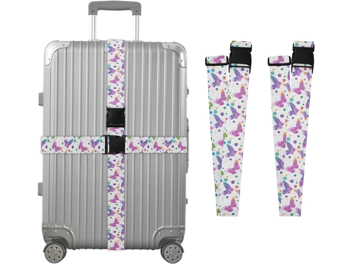 Conjunto De 2-cintas Viagem Com Estampa Bolinhas E Borboletas Para Malas, Acessórios De Viagem, Conector De Bagagem