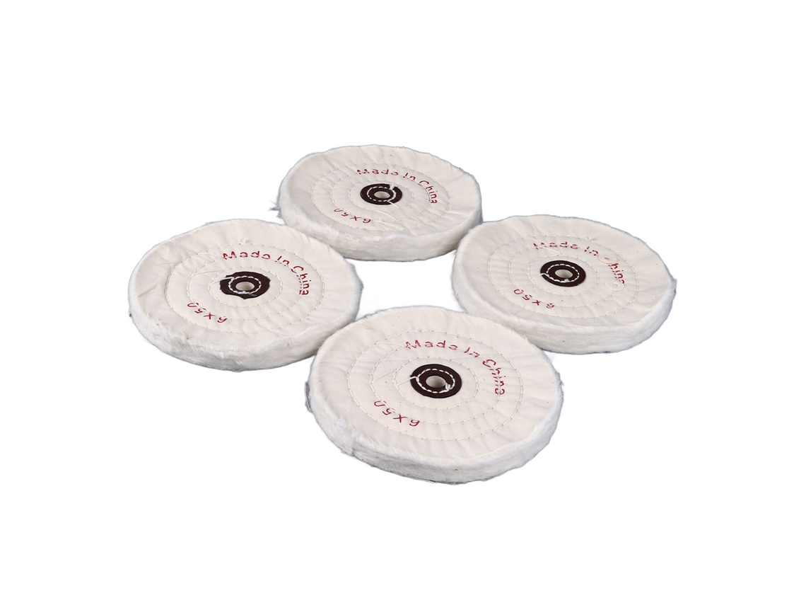 4 Peças De Rodas De Polimento De 6 Polegadas Com Furaco De Arbor De 1,2 Cm, Panos Brancos Para Lixadeira De Bancada