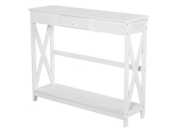 Mesa Consola Clássica Com 1 Gaveta E 1 Prateleira De Armazenamento Para A Entrada Auxiliar Sala De Estar Estilo Elegante 100x30x81cm Branco