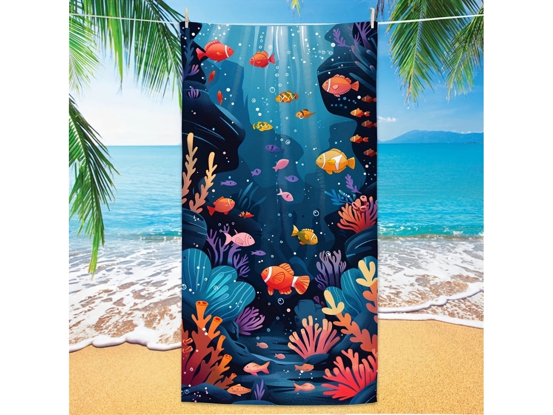 Toalhas De Praia Estampa Em Microfibra Absorvente Para Campismo, Piscina E Viagens.180*90cm Peixe-palhaço Hexinyigjly