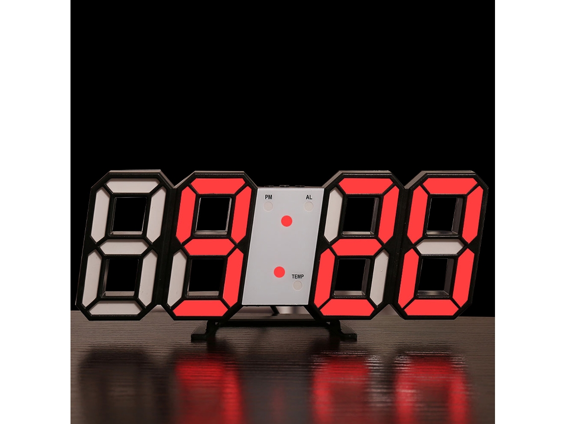 3D Led Despertador Digital Mesa Parede Despertador Moderno Relógio Multifuncional Número Tempo Brilho Ajustável Função Snooze Display de Temperatura