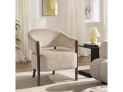 Accent Chair, Chenille Upholstered Chair With Solid Wood Frame And Legs, Beige