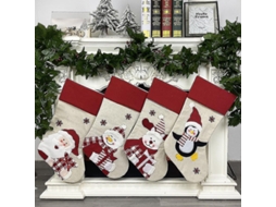 Pacote Com 4 Meias De Natal Grandes Com Suportes, Enfeites De Papai Noel E Boneco De Neve Olysi Shop