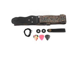 Alça de Ombro Ajustável para Guitarra Elétrica em Nylon Bordado com Fivela Antiderrapante, Verde e Marrom AQUAFORGE