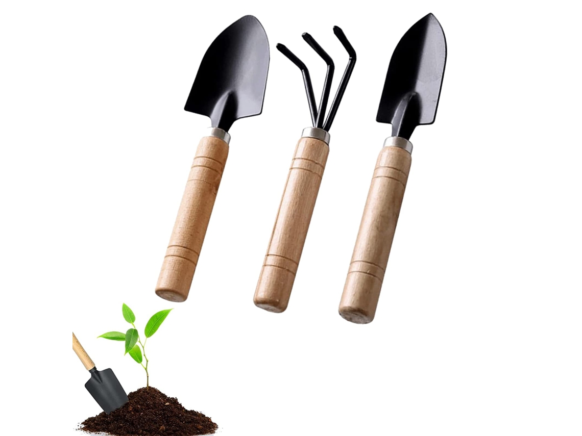 Conjunto 3 Ferramentas Jardinagem - Pá Jardinagem - Ferramentas Plantação - Metal