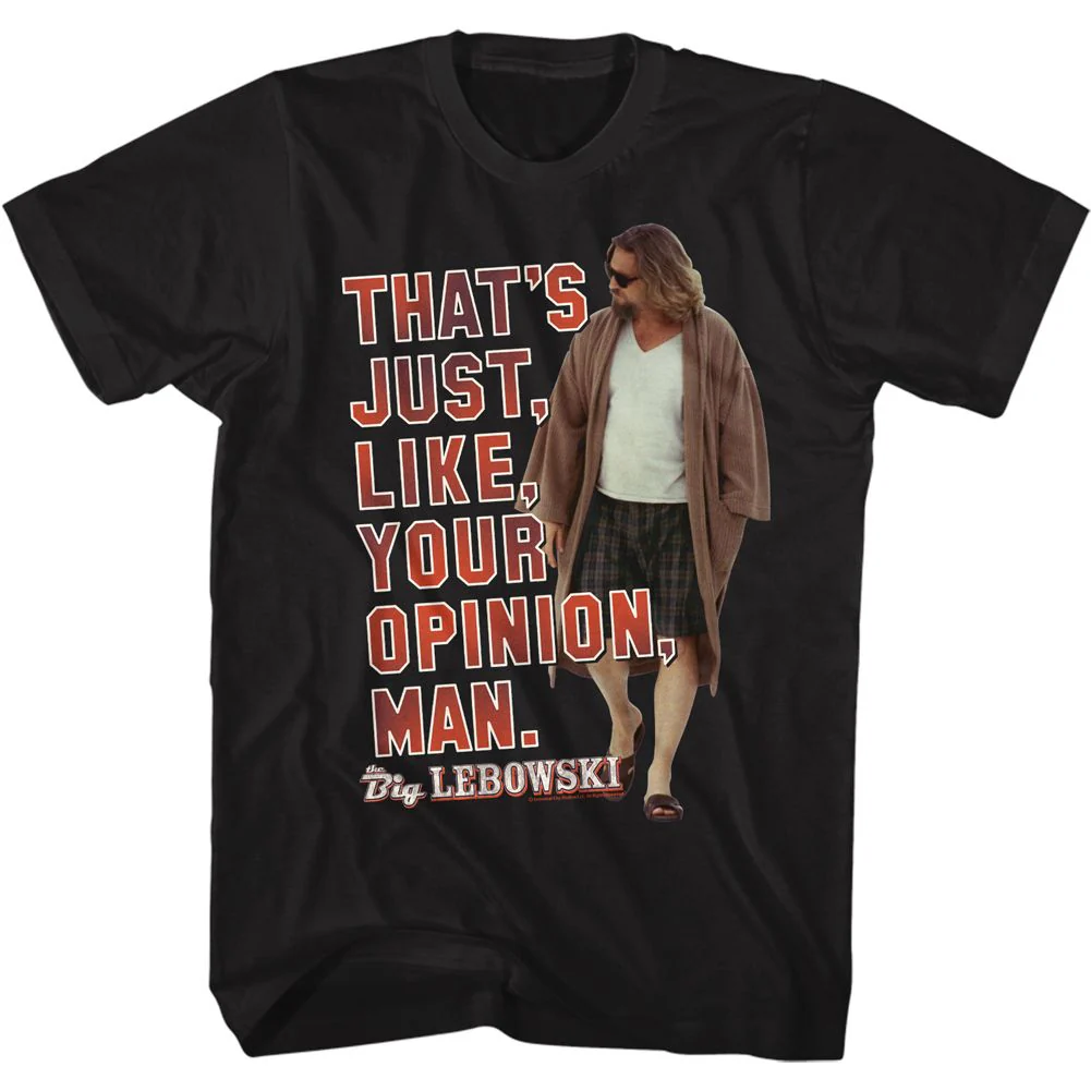Unisex Adult T-shirt Rockinstone The Big Lebowski Your Opinion Black Sizexxl