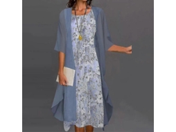 Vestido boho Fasst para mulher, com cardigan estampado floral, duas peças | S/MARCA