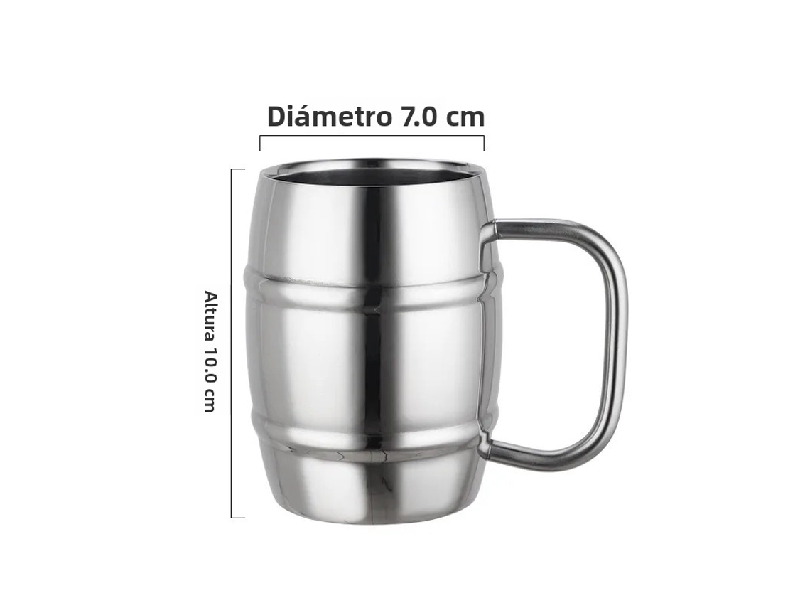 Caneca De Cerveja De Aço Inoxidável (450 Ml) Com Alça E Duas Extremidades.