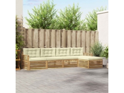 Vidaxl Conjunto De Sofás Para Exterior 5 Unid. Branco E Creme