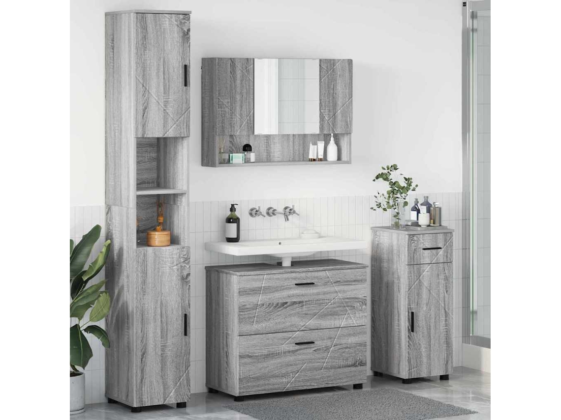 Vidaxl Conjunto De Móveis Para Banheiro 4 Unid. Cinza Sonoma