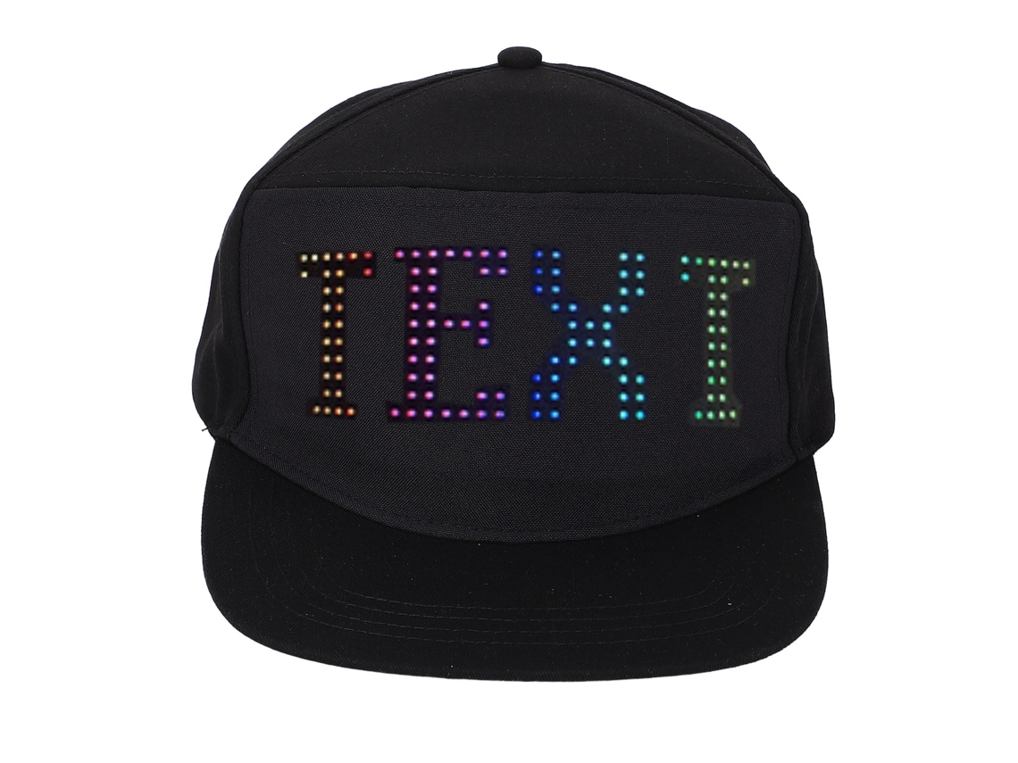 Chapéu Inteligente Com Tela Led Colorida 16x32 Pixels, Controle Via App Bt E Ajuste De Tamanho
