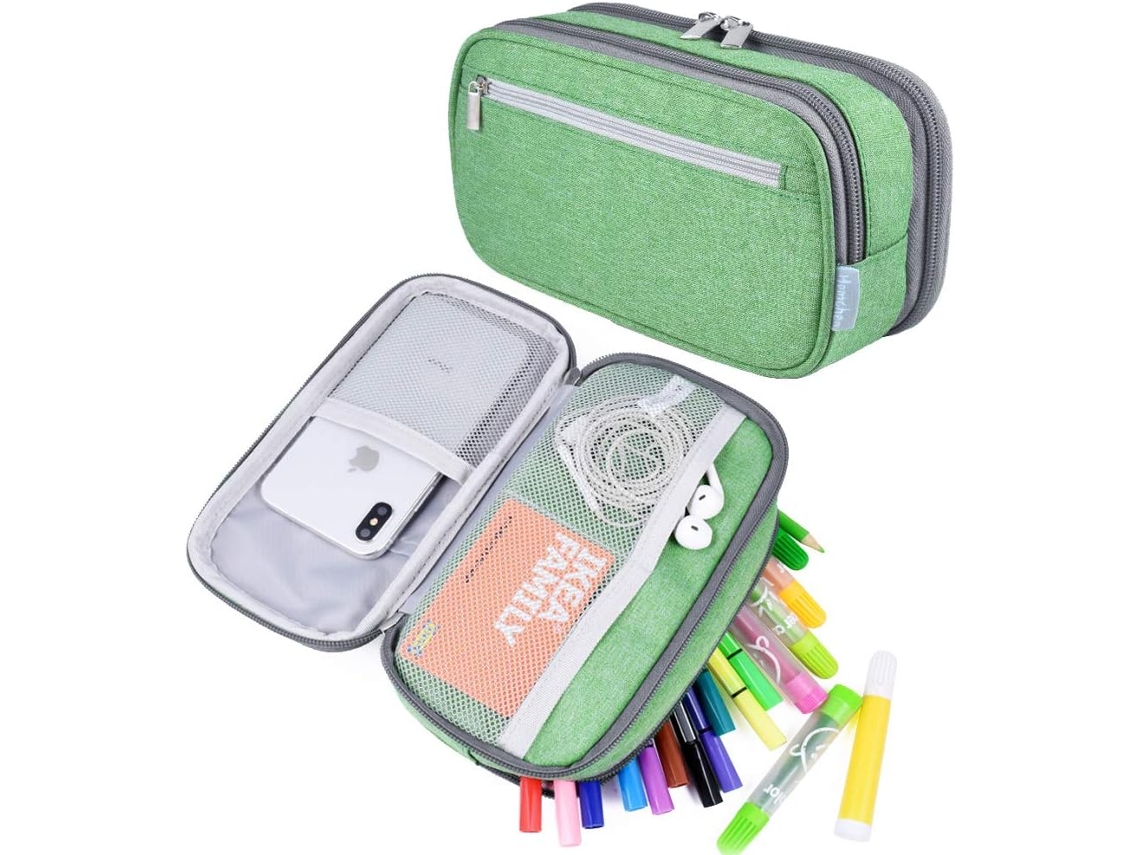 Estojo Grande para Lápis, com 3 Compartimentos Multifuncionais, Ideal para Canetas, Marcadores, Material de Escritório BRILVIBERA