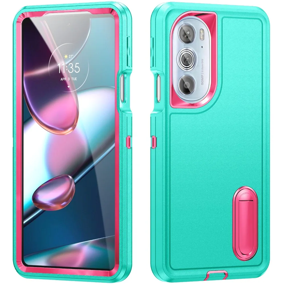 Capa Protetora Resistente A Impactos, Verde E Rosa, Para Motorola Moto G Play (2023).